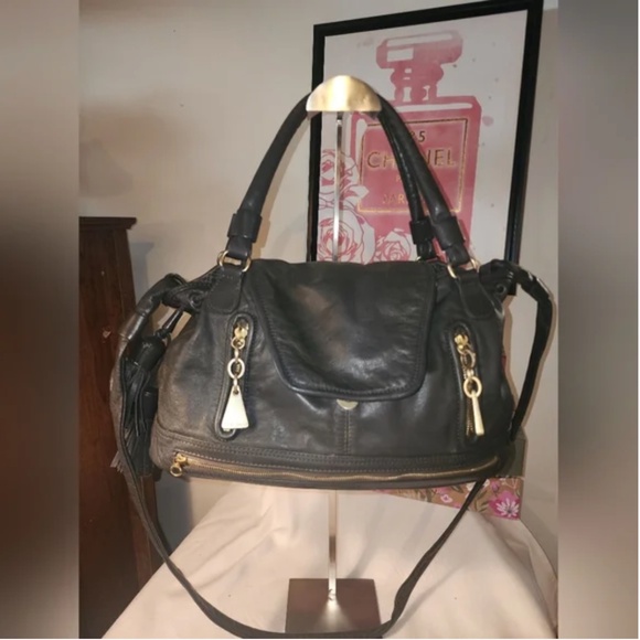 See by Chloe Gray Leather Crossbody Saddle Shoulder Bag with Tassel - Picture 1 of 10